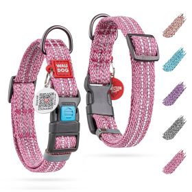 Reflective Cotton Dog Collar Eco Friendly Alt to Nylon Collar for Small Medium and Large Dogs Adjustable Male Female Dog Collar 14-23 inch Neck x (Brand: Waudog)